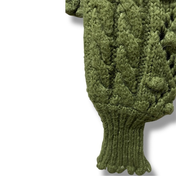 176 Dilvin | Turkey EUC Knit Bobble Olive Green Cable Cardigan Sweater (size M) - Picture 5 of 10